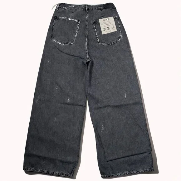 Anthropologie Etica Marley Ultra High Rise Baggy Jeans Women's Sz 30 Icicle Grey - Picture 8 of 16